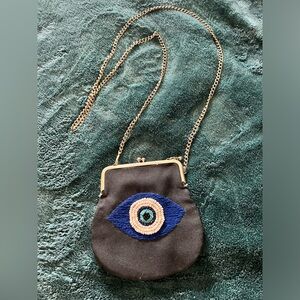 Embroidered Eye Design Navy Bag